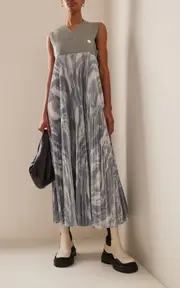 [Moncler Genius] 4 Moncler Hyke Plisse Maxi Dress