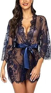 [ADOME] Women's Lingerie Kimono Sexy Lace Babydoll Lingerie with G String