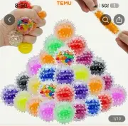 4 Pack 3.5" Squishy Silicone Fidget Stress Relief Balls Sensory Toys