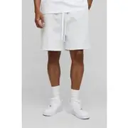 Mens Grey Marl Oversized Drop Crotch Pintuck Shorts
