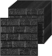 40 PCS 3D Wall Panels Peel and Stick Faux Foam 11.8"*11.8" Black Brick Wallpaper