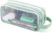 Oyachic Pencil Case Aesthetic,Grid Mesh Pencil Pouch,Cute Pencil Holder,Transparent Makeup Pen Bag for Office Adults