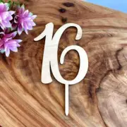 Wooden Age 16 Birthday Cake Topper