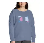 Champion Powerblend Colorblock Logo Print Sweatshirt Seven Sea Plus Size XL 9623