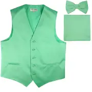 New Men's formal vest Tuxedo Waistcoat_bowtie & hankie set Aqua green wedding