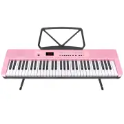 Karrera 61-Key Electronic Piano Keyboard with LED and Folding Stand in Pink CHJ-SD1