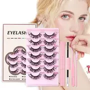CHSEEO 7 Pairs Sequins False Eyelashes with Glue, 33MM Fake Eyelashes Kit with Glue for New Year Christmas Halloweens Cosplay Party