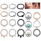 Hinged Segment Nose Ring Septum Clicker Ring CZ Opal Cartilage Helix Tragus Hoop