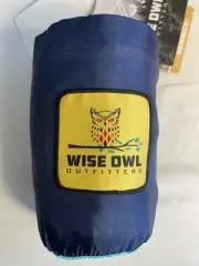 Wise Owl Single Camping Hammock Navy Light Blue Tree Straps Carabiner 9'x4.5'