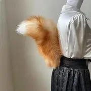 Adjustable Strap Furry Fox Tail Therian Tail Cosplay Fox's Tail Suitable for Party Role Playing Costumes and Props (Crystal Fox)