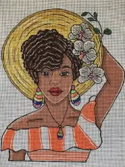 Needlepoint Handpainted Purple Palm Monica 8x11
