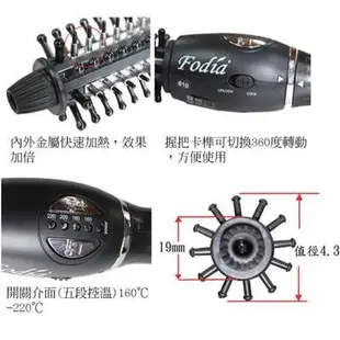 《精美髮品》FODIA 富麗雅 FS-32 360度旋轉電髮梳 電棒梳 電卷棒 捲髮棒 捲髮梳 電棒