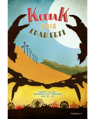 2013 KODIAK CRAB FESTIVAL EVENT POSTER VINTAGE ORIGINAL ALASKA ADINA PRESTON