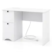 Giantex Modern Study Writing Desk Home Office Desk w/Drawers For Bedroom Study Room White