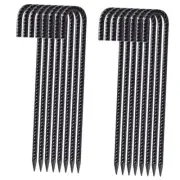 18 Inch Ground Rebar Stakes, 16Pcs J Hook Extra Heavy J-18in-3/8-16pc J-black