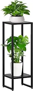 37.4" Tall Plant Stands Indoor, Plant Stand indoor Tall ,Plant Pedestal stand,Black Metal Plant Stands Indoor, 2- Tier Modern Corner Plant Stand Rack Shelves , Square Plant Tables for Corner Living