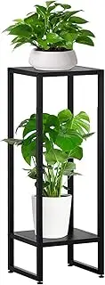 37.4" Tall Plant Stands Indoor, Plant Stand indoor Tall ,Plant Pedestal stand,Black Metal Plant Stands Indoor, 2- Tier Modern Corner Plant Stand Rack Shelves , Square Plant Tables for Corner Living