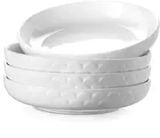 Pasta Bowls Large Salad Serving Bowls Plates Bowls Set of 4, White Ceramic Soup Bowls for Kitchen Meal Prep, Shallow Dishes Dinner Bowl Microwave Dishwasher Safe