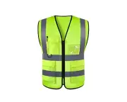 Safety Vest High Visibility Reflective Stripes 5 Pockets Work Uniform Security