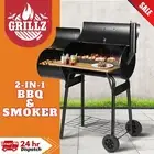 Grillz 2-In-1 Offset Charcoal BBQ Smoker Grill & Smoke Portable Outdoor Cooker