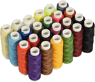 Waxed Thread for Leather Sewing 24 Colors 210D Binding Thread Wax Flat Cord Thr