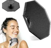 Body Scrubber Body Brush, Silicone Loofah Shower Brush Body Scrubber Exfoliator Bath Scrubber for Body with Exfoliating Fins for Sensitive Skin, Travel Essentials, Household, Women Men(Black)