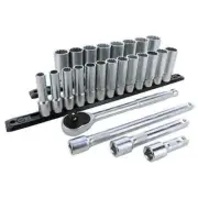 Wiha Tools 33893 25-Piece 1/2" Drive 12-Point Metric Deep Socket Set
