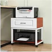 Printer Table Desktop Printer Rack Mobile Office Desk Frame Copier Placement Rack Floor Standing Multifunctional Wheeled Storage Rack Printer Shelf(Brown)