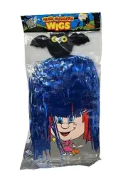 VINTAGE 80s APPLAUSE Bat Wig HEAD HUGGERS HALLOWEEN Blue Tinsel