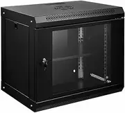 AUSWAY 12U Network Server Cabinet Rack Wall Mount Data Case Enclosure 19 Inch Deep with Locking Glass Door Removable Side Panels for IT Computer Equipment