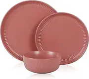 [Stone Lain] Logan 12 Pieces Stoneware Dinnerware Set, Terracotta