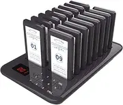 Restaurant Pager System,Wireless Call System,300m Long Distance,3 Alert Tones,16 Pager Buzzer,Waterproof Touch Keypad,Support Many to One Calls,for Coffee Shop,Food Truck,Clinic,Claret