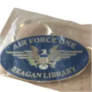 Air Force One Reagan Library Keychain Gold Tone Oval Eagle Wings New Sealed