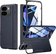 [Kaiiecal] for Google Pixel-9-Pro Fold Case: Slim Hinge Rugged Kickstand Case with Screen Protector - Full Body Soft Protective Phone Cover for Pixel 9Pro fold 2024 (Blue)