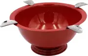 Stinky Cigar Ashtray, 4 Stainless Steel Stirrups, 8-Inch Diameter, Matte Red