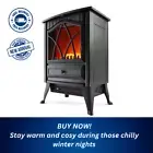 Electric Freestanding Fireplace Heater with Adjustable Flame and Temp Control