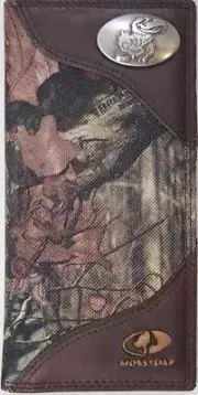 ZEP-PRO Kansas Jayhawks roper Leather & Nylon MOSSY OAK Camo Wallet ONLY NO BOX