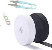 2 Pack Knit Elastic Spool, 1 Inch 10 Yards Elastic Band Heavy Stretch High Elasticity for Sewing Pants Waistband, Wigs, Skirts,Craft Craft DIY Projects (Black & White)