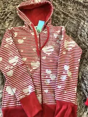 Girls Size 14 Hoodie Jacket with Hearts New RP $25 Red & Grey Stripes
