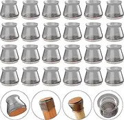FLAFARY Chair Leg Floor Protectors, 24 PCS Chair Leg Protectors for Hardwood Floors, Chair Floor Protectors with Felt Pads for Various Shapes of Chair Legs, Table Legs or Other Furniture Legs(Black)