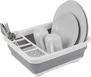 Beldray LA031051 Collapsible Dish Drainer - Plastic Sink Drying Rack With Cutlery Divider, Foldable For Compact Storage, Durable For Plates, Cups, Pots & Pans, Space Saving For Camping, Caravans