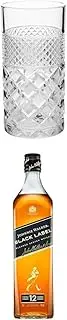 [Maxwell & Williams] Speakeasy Highball Glass 4-Pieces Set, 380 ml Capacity with Johnnie Walker Black Label Blended Aged 12 Years Scotch Whisky 700ml