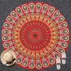 Red Round Beach Tapestry Hippie Boho Mandala Blanket Indian Cotton Room Decor