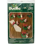 BUCILLA Napkin Rings Jeweled Stitchery Wreath 82019 Santa Snowmen Heirloom NEW