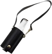 "Abbraccia" Mini Travel Empty Bottle, Spray Bottle Bag Holder with Leather Keychain for Work Travel, Black