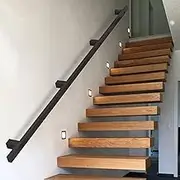 30cm-600cm Metal Handrail Stair Railing Grab Bar Kit | Staircase Handrails for Indoor Outdoor Non-Slip Wall Mount Decking Railings for Villa Loft Corridor Basement Stair Matte Black(6.6ft/200cm)