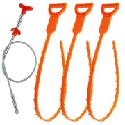 Drain Clog Remover, 25inch Drain Snake Hair Remover(3pcs), Hair Catcher Drain Au