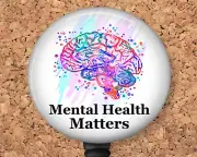 Badge Reel - Brain Mental Health Matters Retractable ID Holder B1044