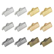 300Pcs Ribbon Crimp Clamp Ends 13mm Cord End Clasp for DIY Craft 6 Colors