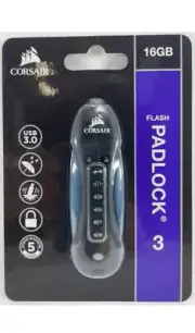 Corsair FIPS 197 - 16GB USB 3.0 Encrypted Flash Drive - Black/Blue New Free Ship